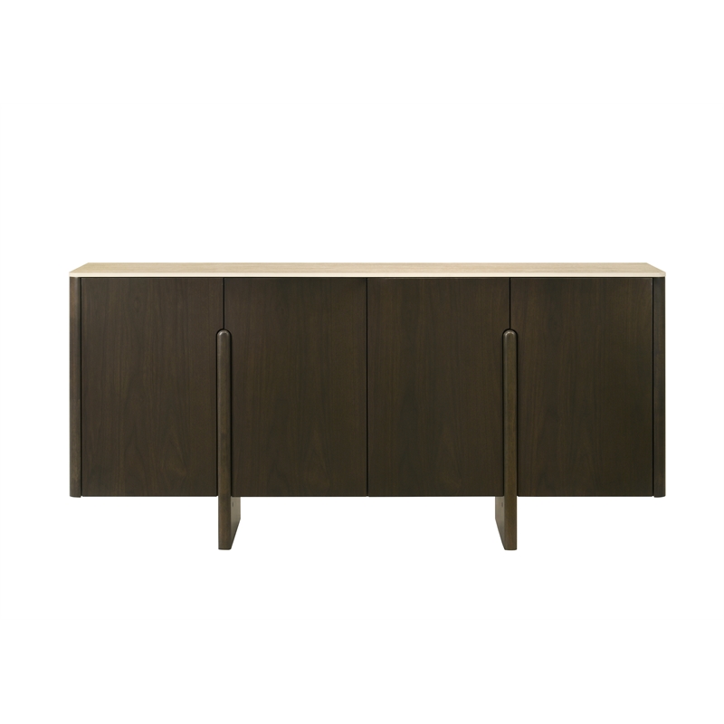 Bowery Hill 4-Door Server with Ceramic Top in Ceramic and Walnut