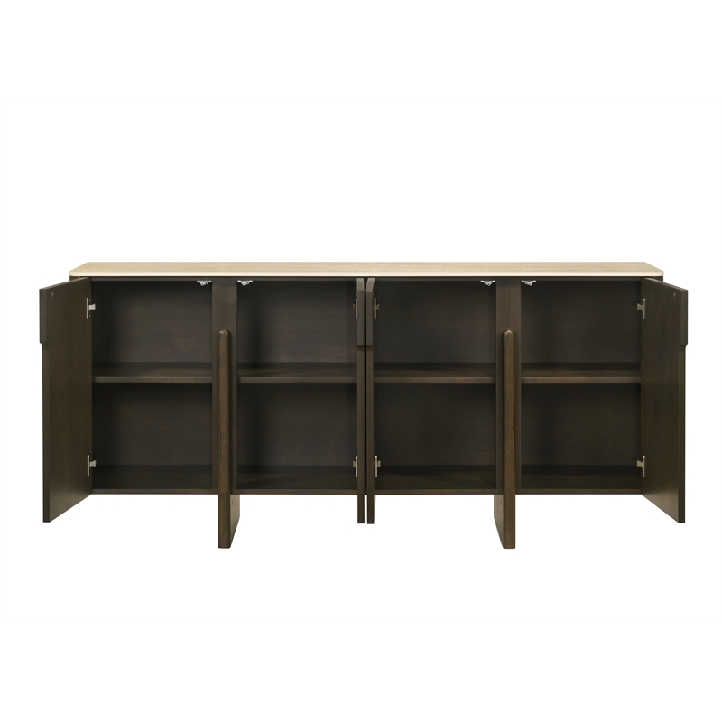 Bowery Hill 4-Door Server with Ceramic Top in Ceramic and Walnut