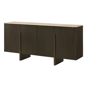 Bowery Hill 4-Door Server with Ceramic Top in Ceramic and Walnut