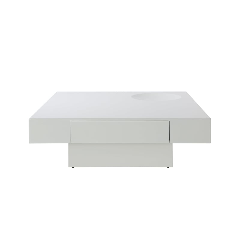 Bowery Hill Square Coffee Table with Fixed Top in White High Gloss