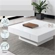 Bowery Hill Square Coffee Table with Fixed Top in White High Gloss