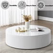 Bowery Hill Round Coffee Table with Fixed Top in White High Gloss