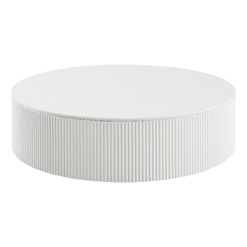 Bowery Hill Round Coffee Table with Fixed Top in White High Gloss