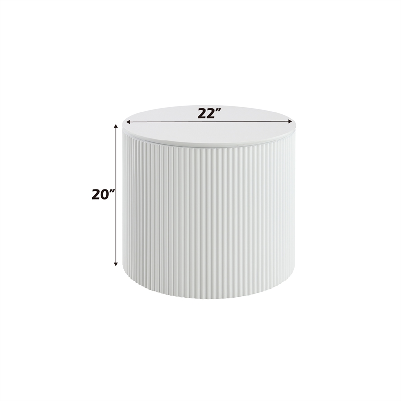 Bowery Hill Round End Table with Fixed Top in White High Gloss