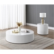 Bowery Hill Round End Table with Fixed Top in White High Gloss