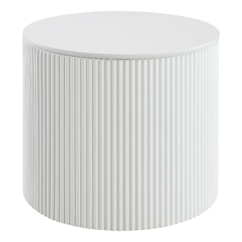 Bowery Hill Round End Table with Fixed Top in White High Gloss