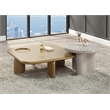 Bowery Hill Round End Table with Pedestal Base in Light Gray High Gloss