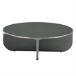 Bowery Hill Round Coffee Table with Cross Base in Teal High Gloss