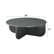 Bowery Hill Round Coffee Table with Cross Base in Teal High Gloss