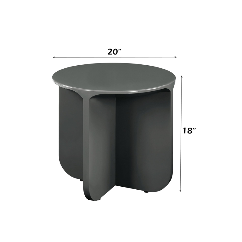 Bowery Hill Round End Table with Cross Base in Teal High Gloss