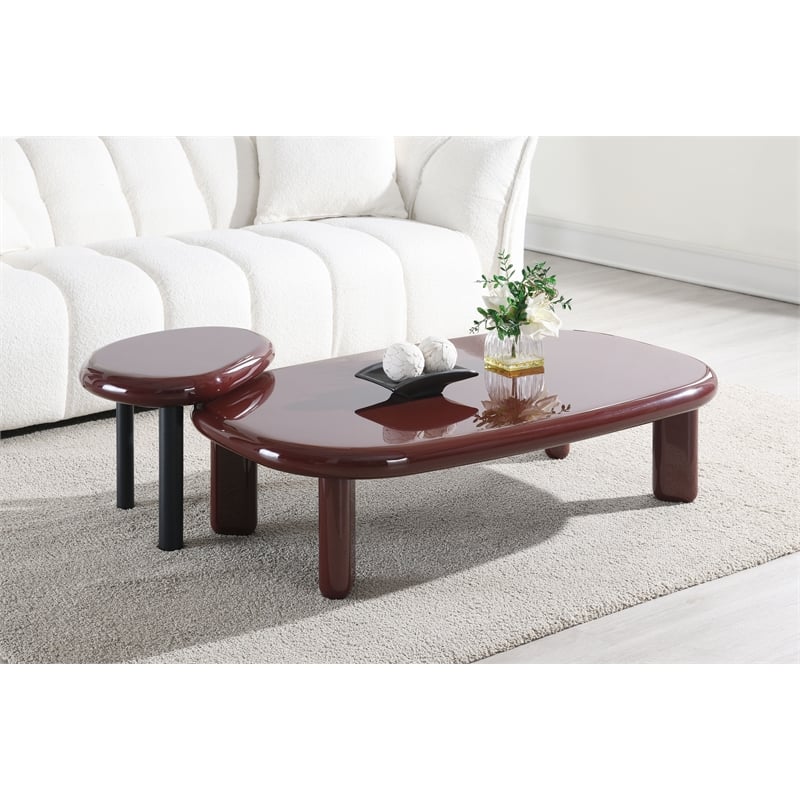 Bowery Hill End Table with Cylindrical Legs in Red High Gloss