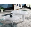 Bowery Hill Three-Leg End Table with Pebble Top in White High Gloss