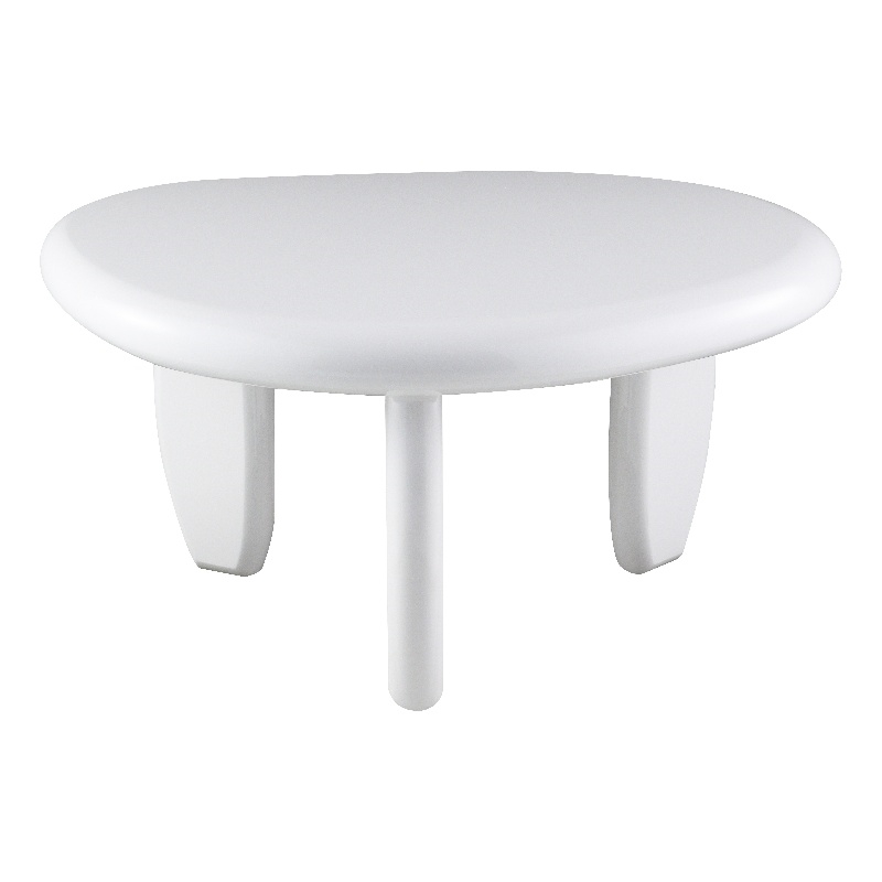 Bowery Hill Three-Leg End Table with Pebble Top in White High Gloss
