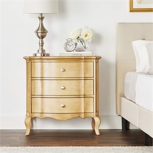 Bowery Hill 3-Drawer Nightstand with Cabriole Legs in Antique Taupe