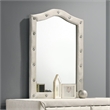 Bowery Hill Arched Button-Tufted Dresser Mirror in Beige Fabric