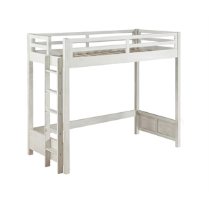 bowery hill twin loft bed with fixed ladder in weathered white
