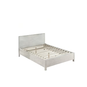 Bowery Hill Low-Profile Queen Bed with Slat Support in Weathered White