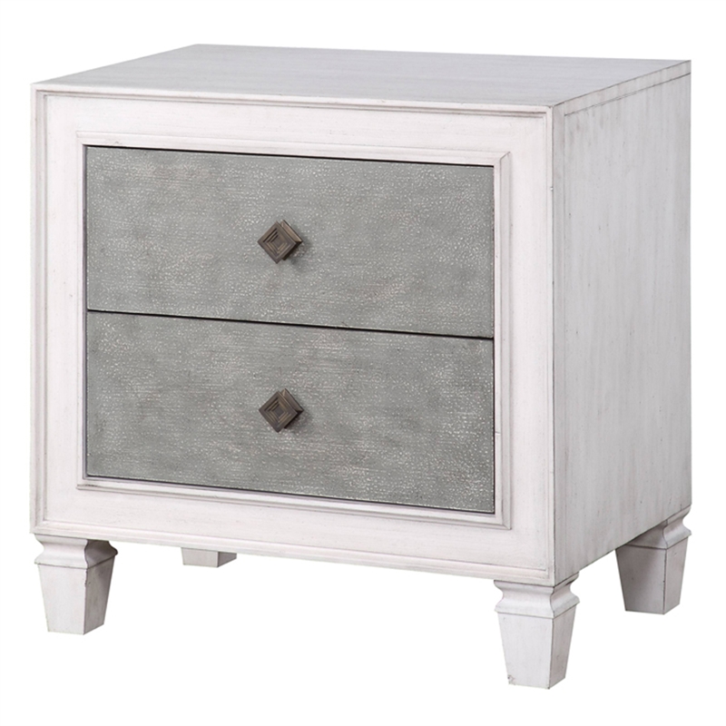 Bowery Hill Farmhouse Nightstand in Rustic Gray and Weathered White