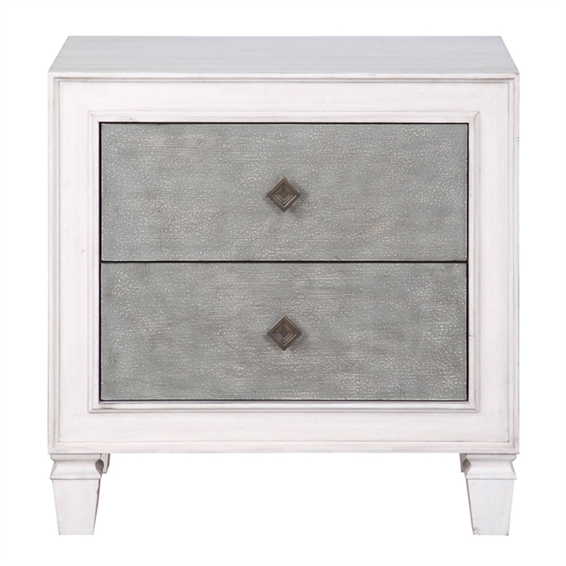 Bowery Hill Farmhouse Nightstand in Rustic Gray and Weathered White