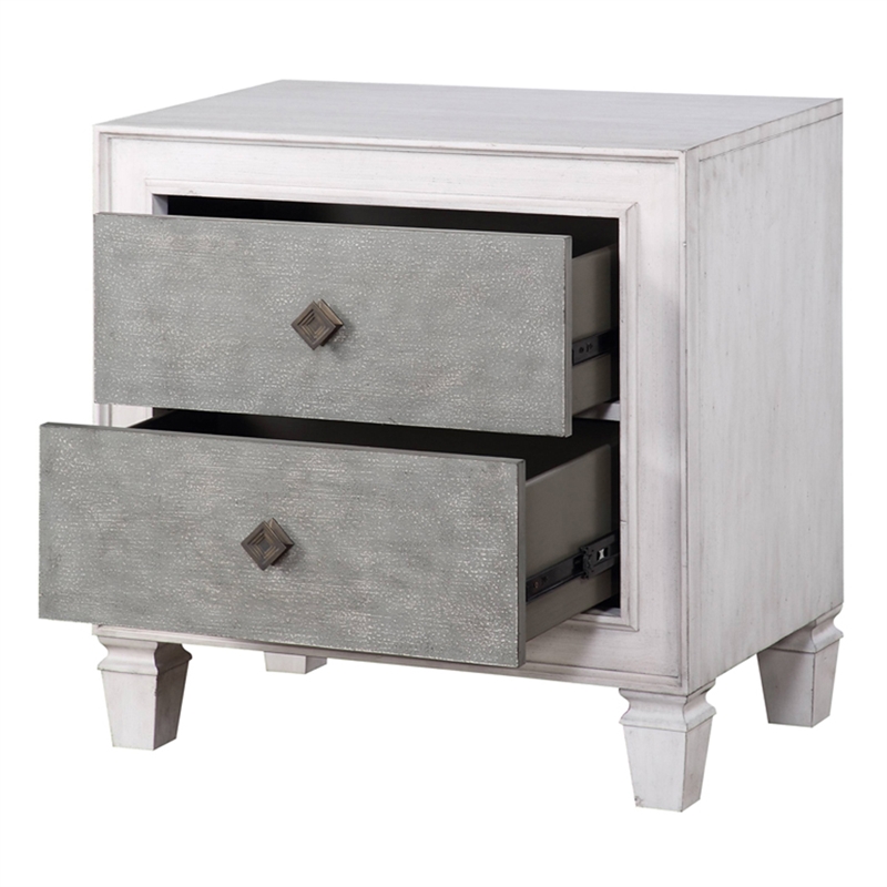 Bowery Hill Farmhouse Nightstand in Rustic Gray and Weathered White