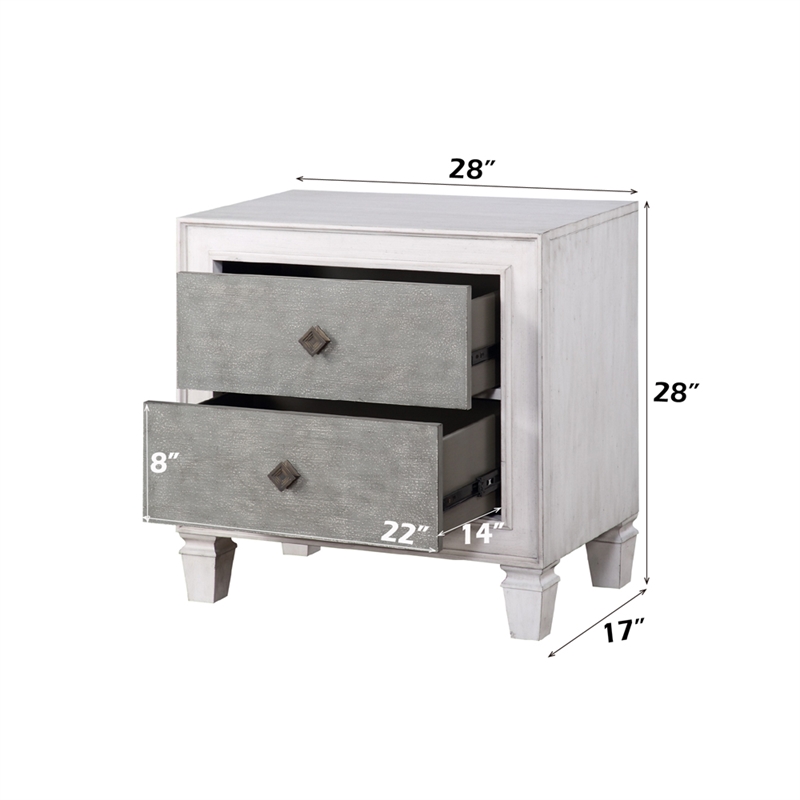 Bowery Hill Farmhouse Nightstand in Rustic Gray and Weathered White