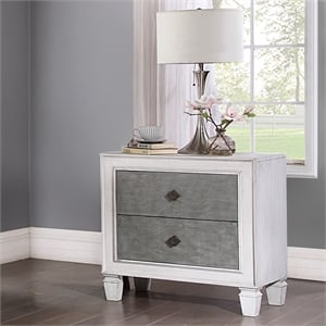 Bowery Hill Farmhouse Nightstand in Rustic Gray and Weathered White