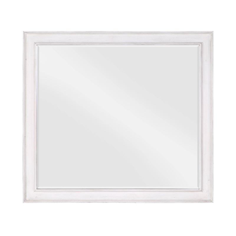 Bowery Hill Beveled Wall Mirror in Rustic Gray and Weathered White