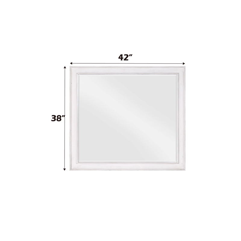 Bowery Hill Beveled Wall Mirror in Rustic Gray and Weathered White