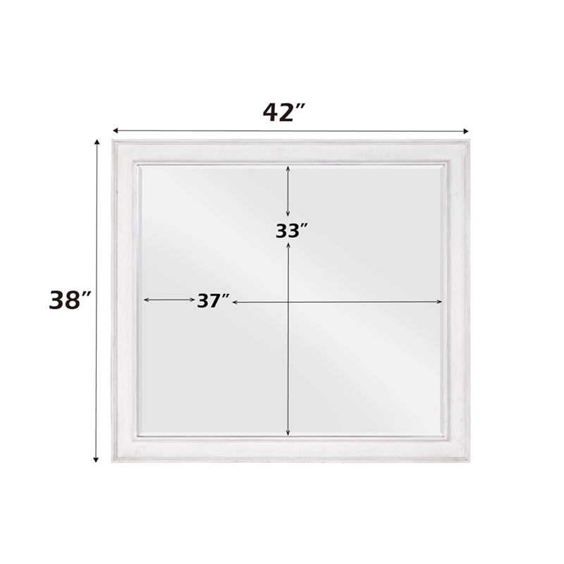 Bowery Hill Beveled Wall Mirror in Rustic Gray and Weathered White