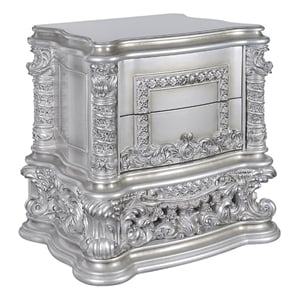 Bowery Hill Nightstand with Felt-Lined Drawers in Antique Platinum