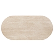 Bowery Hill Oval Dining Table with Travertine Top in Dark Oak