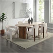 Bowery Hill Oval Dining Table with Travertine Top in Dark Oak