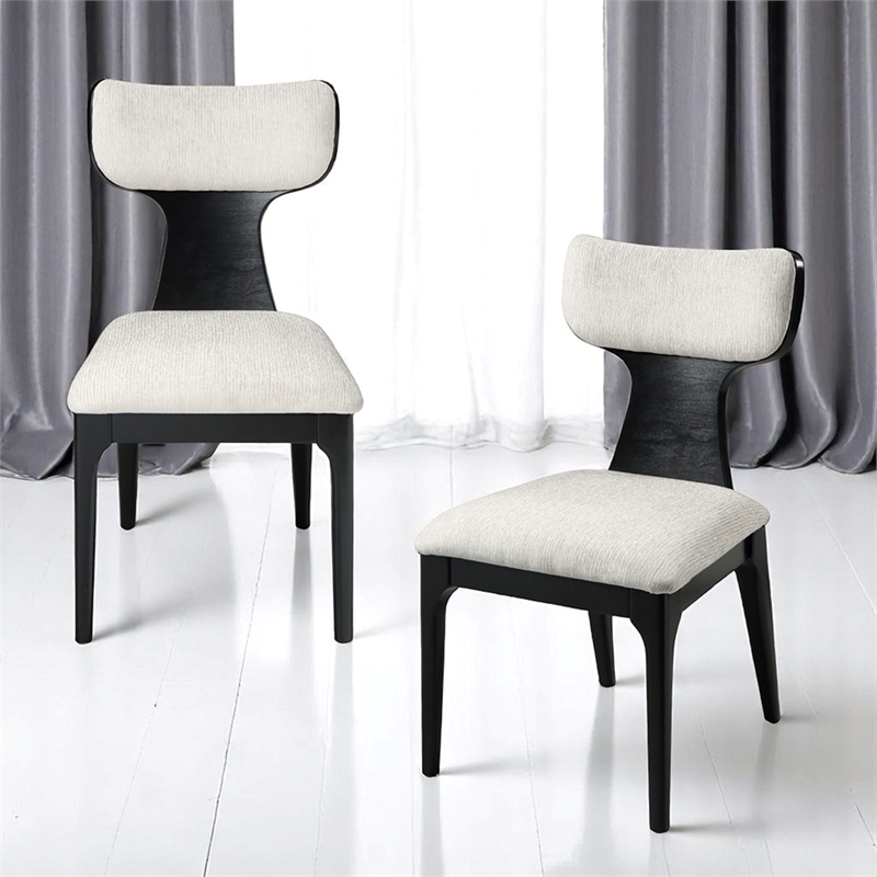 Bowery Hill Open-Back Side Chair Set of Two in White Chenille