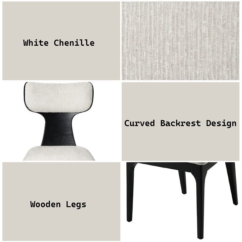 Bowery Hill Open-Back Side Chair Set of Two in White Chenille