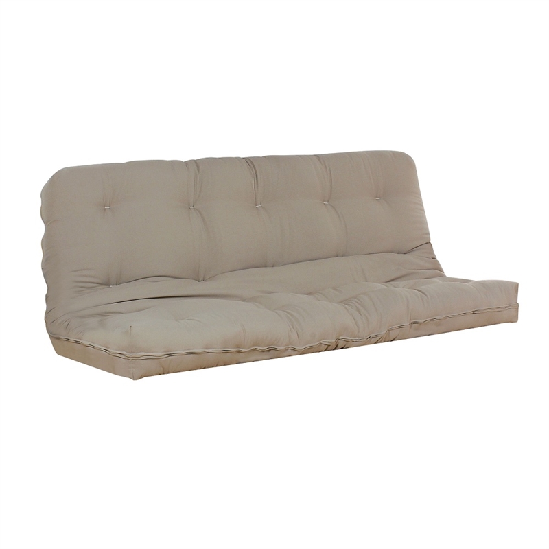 Bowery Hill 8-Inch Full Reversible Poplin Futon Mattress in Khaki