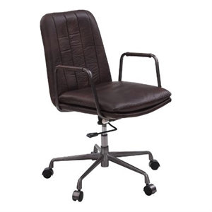 Bowery Hill Swivel Office Chair with Casters in Mars Top Grain Leather