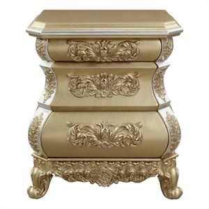 Bowery Hill Nightstand with Felt-Lined Drawers in Carved Gold