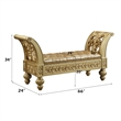 Bowery Hill Upholstered Scrolled Bench in Synthetic Leather and Gold