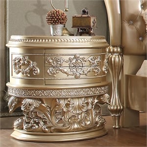 Bowery Hill Nightstand with Felt-Lined Drawers in Champagne Silver