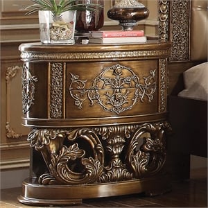 Bowery Hill Nightstand with Felt-Lined Drawers in Brown and Gold