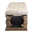 Bowery Hill Button-Tufted Bench in Synthetic Leather - Brown and Gold