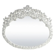 Bowery Hill Oval Wall Mirror with Scrollwork in Antique White
