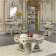 Bowery Hill End Table with Sculptural Carved Base in Antique Gold
