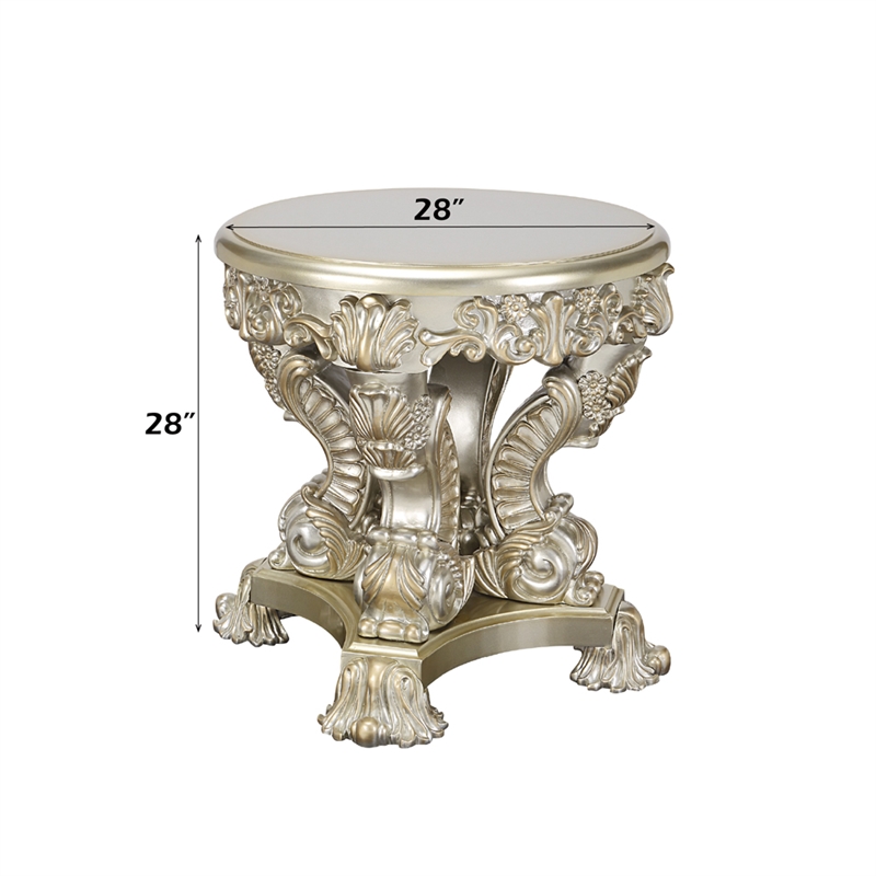 Bowery Hill End Table with Sculptural Carved Base in Antique Gold