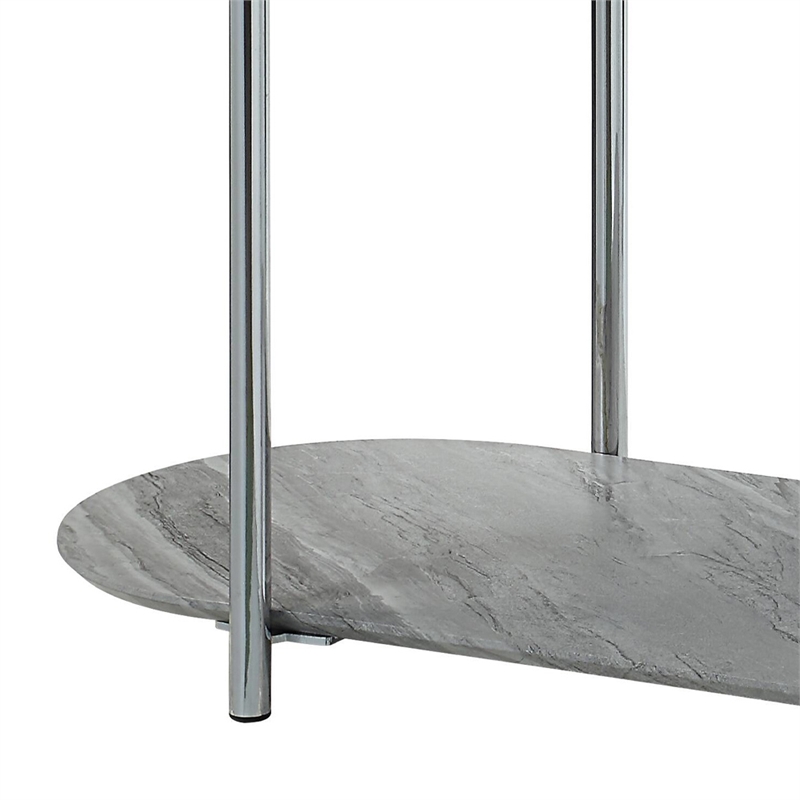 Bowery Hill Sofa Table with Drawer in Gray High Gloss and Chrome