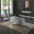 Bowery Hill Sofa Table with Drawer in Gray High Gloss and Chrome