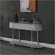 Bowery Hill Sofa Table with Drawer in Gray High Gloss and Chrome