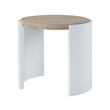 Bowery Hill Round End Table in White High Gloss and Natural Oak