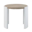 Bowery Hill Round End Table in White High Gloss and Natural Oak