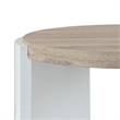 Bowery Hill Round End Table in White High Gloss and Natural Oak
